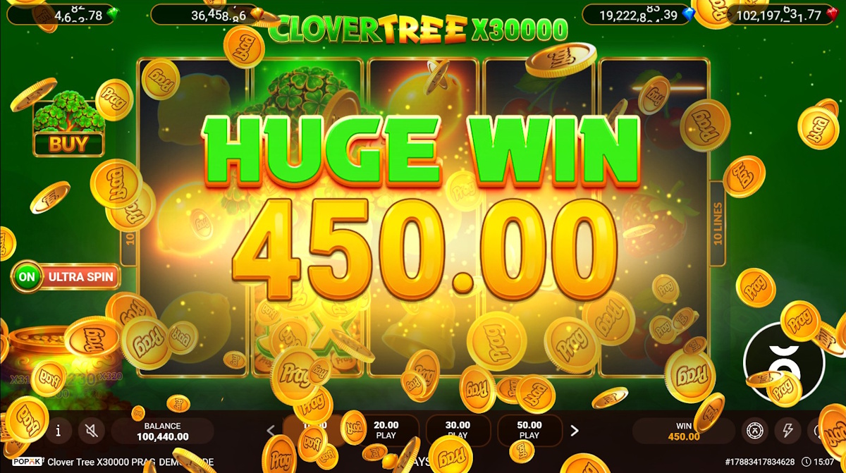 A huge win in Clover Tree x30000 Prag by PopOK Gaming