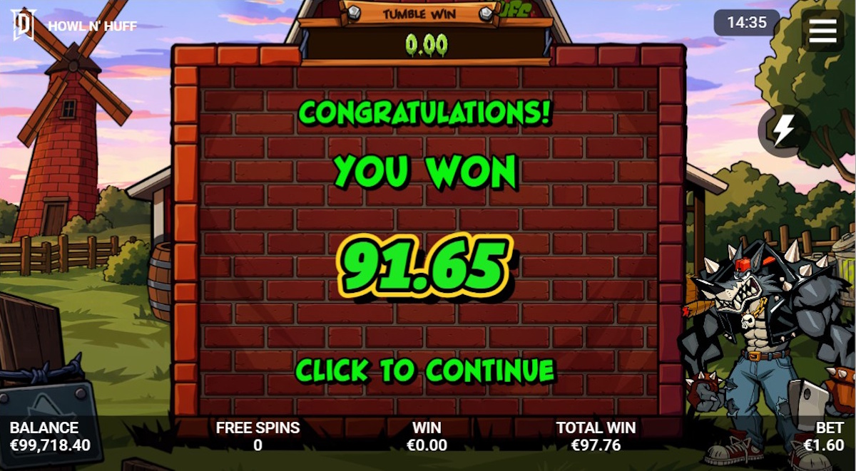 A win in Howl N’ Huff by DEGEN Studios