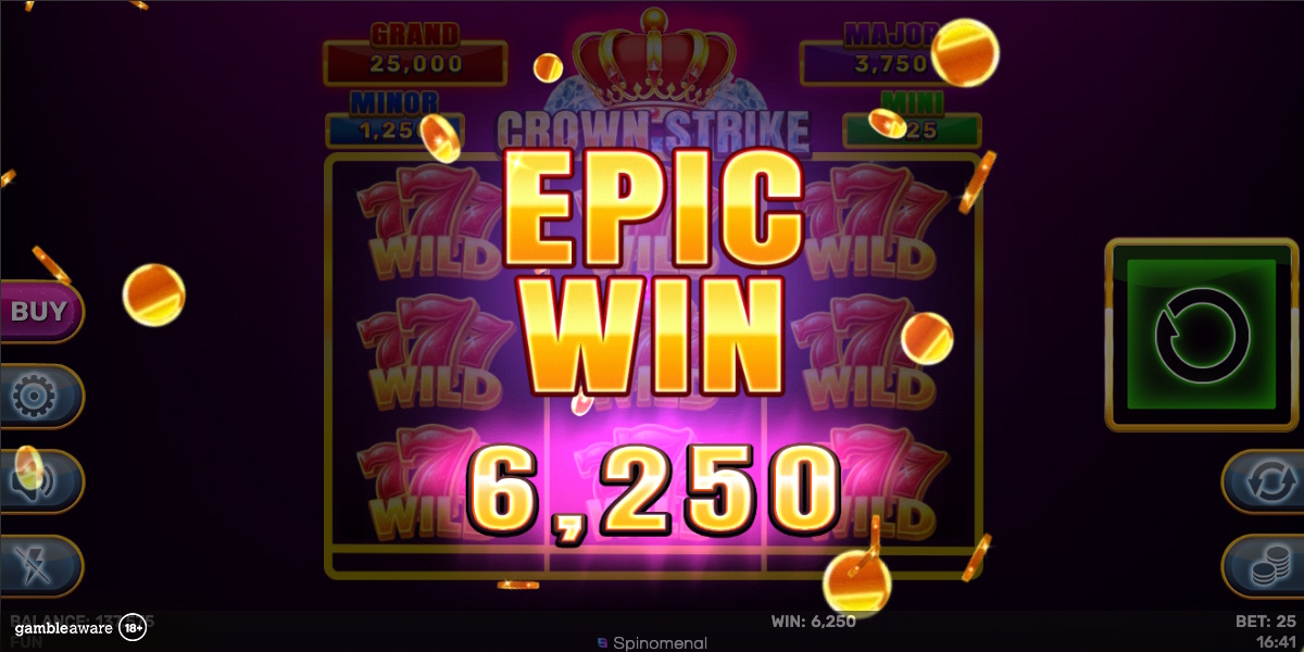 An epic win in Crown Strike Hold & Hit 3x3 by Spinomenal