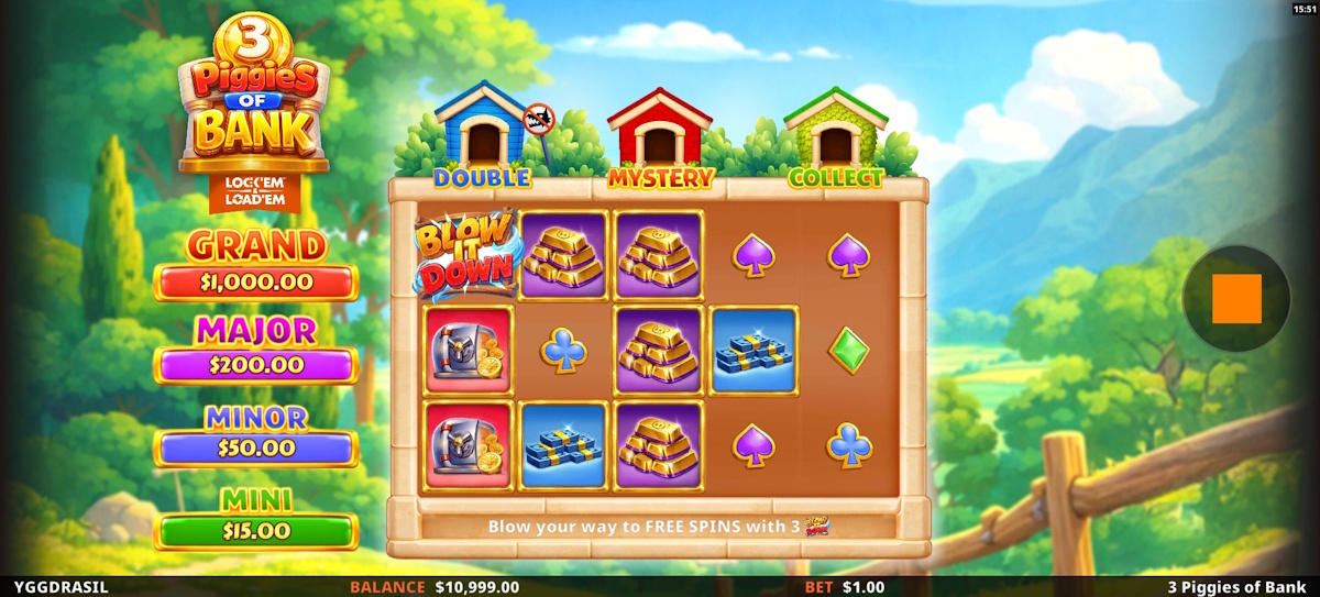 Base game in 3 Piggies of Bank by Yggdrasil