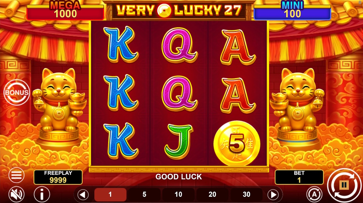 Base game in Very Lucky 27 Hold And Win by 1spin4win