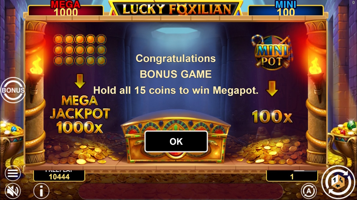 Bonus game awarded in Lucky Foxilian Hold And Win by 1spin4win
