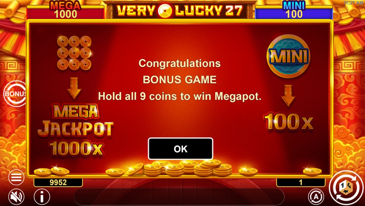 Bonus game awarded in Very Lucky 27 Hold And Win by 1spin4win