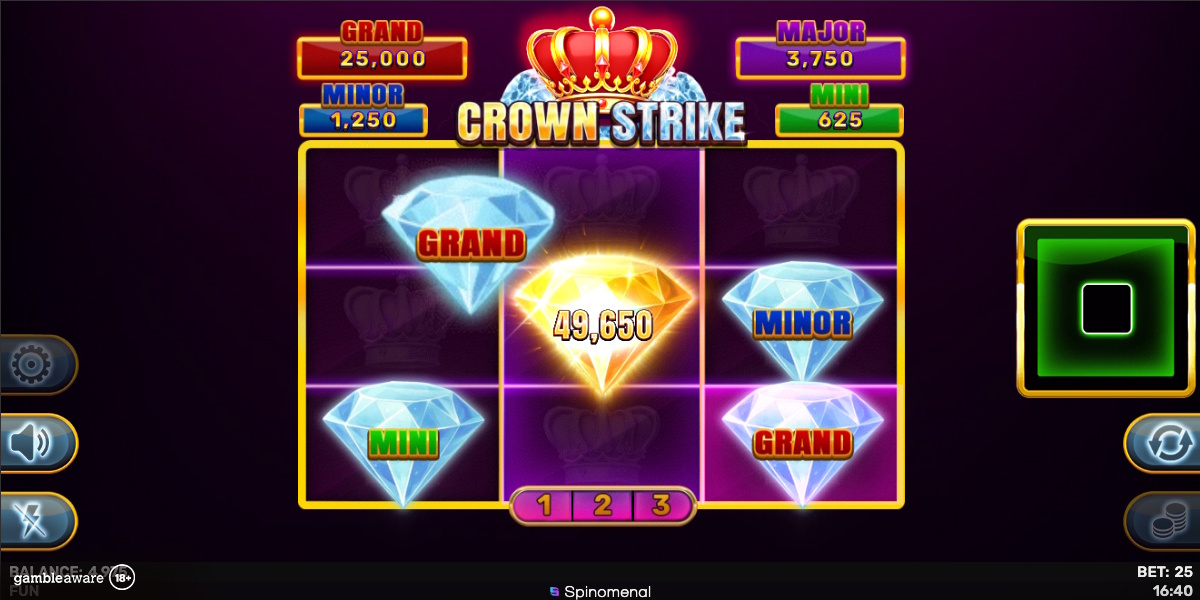Bonus game in Crown Strike Hold & Hit 3x3 by Spinomenal