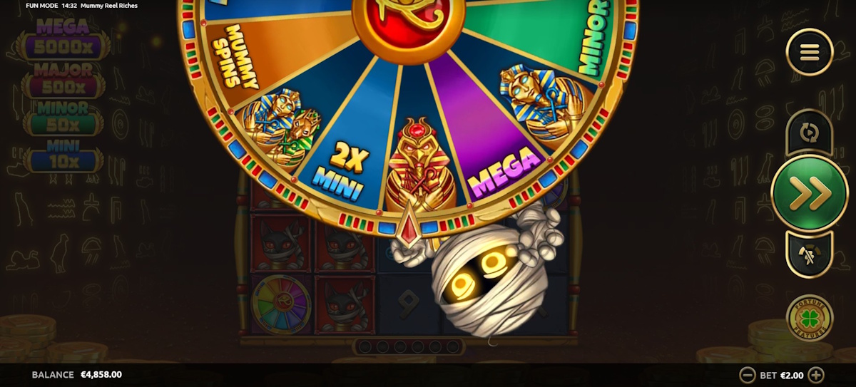 Pharaoh's wheel in Mummy Reel Riches by Four Leag Gaming