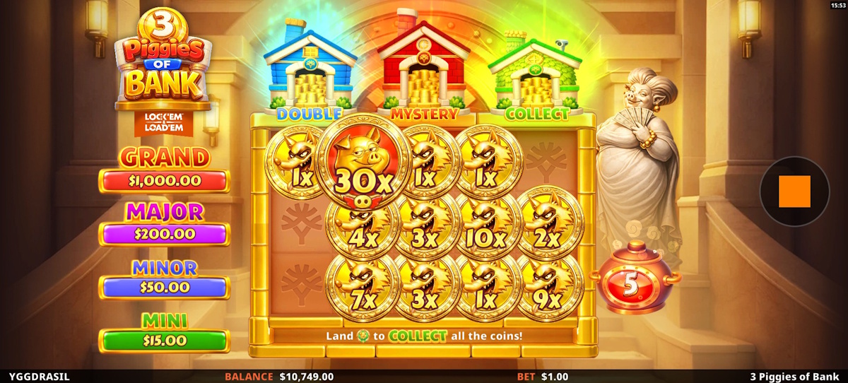 Respins in 3 Piggies of Bank by Yggdrasil