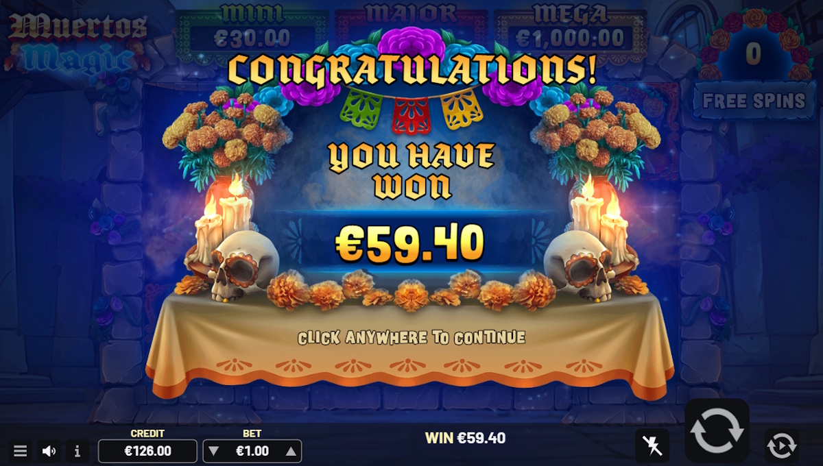 A win in Muertos Magic by Indigo Magic