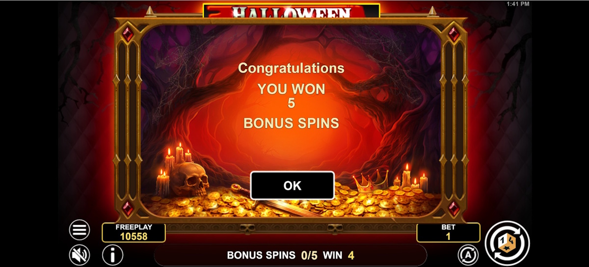 Bonus spins won in Golden Joker Halloween by 1spin4win