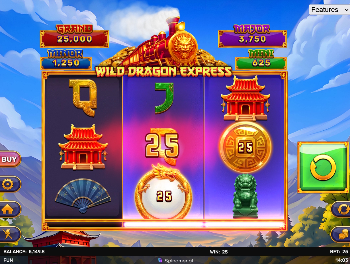 Base game for wild dragon express hold and hit 3x3 slot by spinomenal
